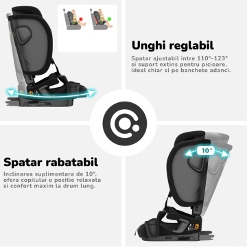 Resigilat - Scaun Auto Bebelusi Mavio®, Model Foldy, 76-150 cm, Unghi Reglabil, ISOFIX, Copii intre 18 luni - 12 ani, Pliabil, Omologat i-Size R129, Protectie Impact Lateral, Centura de Siguranta 5 Puncte, Tetiera Reglabila, Husa Detasabila, Negru - Img 5