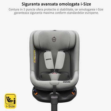 Resigilat - Scaun Auto Bebelusi Mavio®, Model Shield, Picior Fixare, 40-105 cm, Rotire 360 Grade, Unghi Reglabil, ISOFIX, Copii 0 luni - 4 ani, Spatar Rabatabil, Omologat i-Size R129, Protectie Impact Lateral, Centura de Siguranta 5 Puncte - Img 6