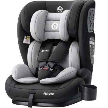 Resigilat - Scaun Auto Copii Mavio®, Model Active, ISOFIX + Top Tether, 76 – 150 cm, 9 – 36 kg, Copii 1 – 12 ani, Montaj cu Fata la Sensul de Mers, Tetiera Reglabila, Protectie Impact Lateral, Centura Siguranta 3 Puncte, Omologat R129, Negru/ Gri