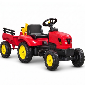 Resigilat - Tractor cu Pedale Copii Mavio®, cu Remorca Detasabila, Lopatica si Grebla Incluse, Volan, Roti Antiderapante, Cadru Stabil, Suporta pana la 35 kg, Varsta Recomandata 3 ani+, Rosu