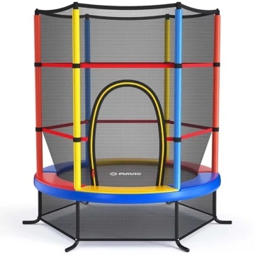 Resigilat - Trambulina pentru Copii Mavio®, 140 cm, Interior/Exterior, Plasa de Protectie, Cadru din Otel Galvanizat, Suprafata de Sarit Sigura fara Imbinari, Protectii din Spuma, Capacitate 45 kg, Design Stabil si Colorat