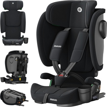 Scaun Auto Bebelusi Mavio®, Model Foldy, 76-150 cm, Unghi Reglabil, ISOFIX, Copii intre 18 luni - 12 ani, Pliabil, Spatar Rabatabil, Omologat i-Size R129, Protectie Impact Lateral, Centura de Siguranta 5 Puncte, Tetiera Reglabila, Husa Detasabila, Negru
