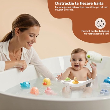 Scaun de Baie pentru Bebelusi Mavio®, Termometru Digital Integrat, Sistem Blocare, Varsta 6 luni+, Practic, Usor de Folosit, 4 Ventuze Fixare, Gauri Scurgere, Sezut si Spatar Confortabile, Materiale Sigure - Img 4