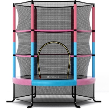Trambulina pentru Copii Mavio®, 140 cm, Interior/Exterior, Plasa de Protectie, Cadru din Otel Galvanizat, Suprafata de Sarit Sigura fara Imbinari, Protectii din Spuma, Capacitate 45 kg, Design Stabil si Colorat