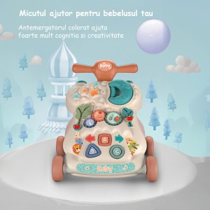 Antemergator Mavio®, pentru Bebelusi cu Varsta de pana la 36 de Luni, Lumini si Sunete, 4 Roti, Roz - Img 2