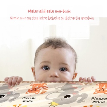 Covoras de Joaca Termic Mavio®, Grosime 1 cm, Imprimeu Savana, Doua Fete, Pliabil, Material Non-Toxic, Atractiv pentru Copii - Img 2