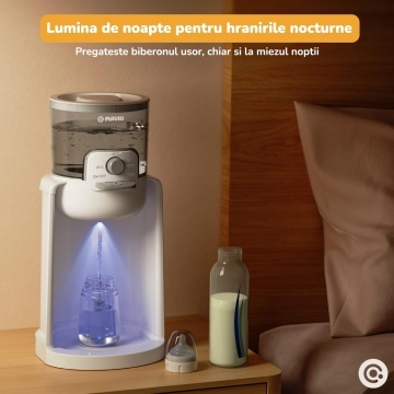 Incalzitor Instant pentru Apa Mavio®, Baby Water Warmer, Espressor Apa pentru Bebelusi, Capacitate 1L, Afisaj LED, 4 Setari Temperatura 37-70°C, Mentinere Cald pana la 72h, Lumina de Noapte, Fara BPA, Preparare Rapida Biberon, Alb - Img 5