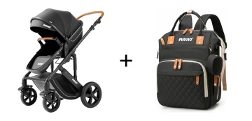 Pachet Carucior 2 in 1 pentru Bebelusi + Geanta pentru Mamici si Copii