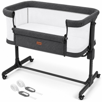 Patut Co-Sleeper Bebelusi Mavio®, 0-6 Luni, Greutate Maxima 9 kg, Reglare pe 5 Niveluri de Inaltime, Utilizare Bedside Sleeper, Husa Detasabila si Lavabila, Saltea 80 x 46 cm