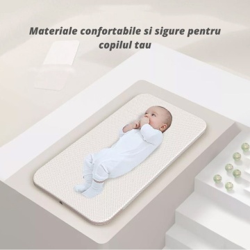 Patut Pliabil pentru Bebelusi, Usor de Transportat, Sistem de Blocare, Plasa Impotriva Insectelor, Cadru de Aluminiu, Cos Depozitare, Crem - Img 3