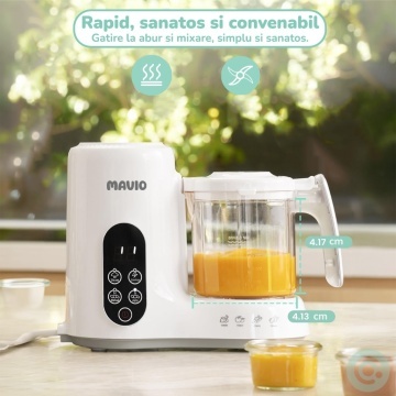 Resigilat - Aparat Gatit la Abur pentru Bebelusi Mavio®, 4-in-1, Gatire, Mixare, Sterilizare & Reincalzire, Lama din otel inoxidabil, 600 ml, Detasabil si Lavabil, 300W, Auto Blend, BPA Free, Alb - Img 2