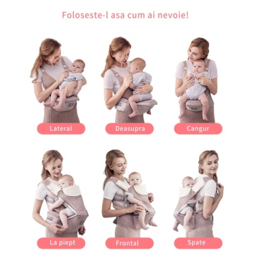 Resigilat - Marsupiu Bebe Mavio®, Ergonomic, 6 Pozitii de Purtare, intre 0 si 36 de luni, Greutate Maxima 14.9 kg, Roz - Img 9