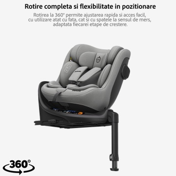 Resigilat - Scaun Auto Bebelusi Mavio®, Model Shield, Picior Fixare, 40-105 cm, Rotire 360 Grade, Unghi Reglabil, ISOFIX, Copii 0 luni - 4 ani, Spatar Rabatabil, Omologat i-Size R129, Protectie Impact Lateral, Centura de Siguranta 5 Puncte - Img 3