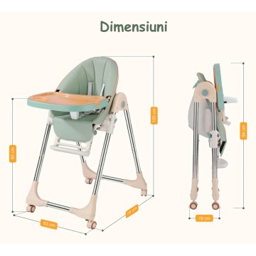 Resigilat - Scaun de Masa 3in1 pentru Bebelusi si Copii, Varsta 6-72 luni, Inaltime Ajustabila, Centura de Siguranta in 5 Puncte, Tavita Reglabila si Detasabila, Greutate Maxima 50kg, Verde - Img 8