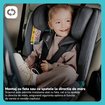 Scaun Auto Bebelusi Mavio®, Model Evolution, 40-150 cm, 360 de grade, ISOFIX, Copii intre 0 - 12 ani, Omologat i-Size R129, Gri - Img 4