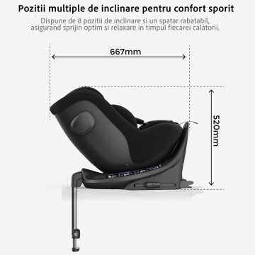 Scaun Auto Bebelusi Mavio®, Model Shield, Picior Fixare, 40-105, Rotire 360 Grade, Unghi Reglabil, ISOFIX, Copii 0 luni - 4 ani, Spatar Rabatabil, Omologat i-Size R129, Protectie Impact Lateral, Centura de Siguranta 5 Puncte, Tetiera Reglabila, Negru - Img 4