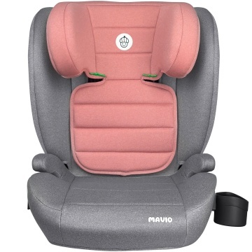 Scaun Auto Copii Mavio®, Model Venture, ISOFIX, 100 – 150 cm, Copii 4 – 12 ani, Tetiera Reglabila, Protectie Impact Lateral, Montaj Centura 3 Puncte, Suport Pahar Integrat, Cadru PP, Omologat i-Size R129, Gri/Roz - Img 2