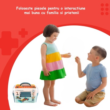 Set de Constructie pentru Copii Mavio®, 228 de Piese, Jucarie Interactiva STEM cu Variante Infinite de Asamblare, Material Solid Non-Toxic, Multicolor, 3 Ani + - Img 8
