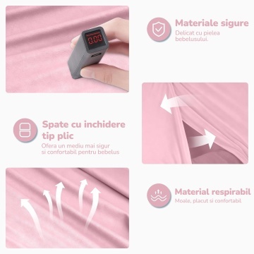 Cosulet Bebelus pentru Dormit Mavio®, Baby Lounger, Pentru Bebelusi 0-12 Luni, Material 100% Bumbac, Design Ergonomic, Spatiu Confortabil pentru Odihna si Relaxare, Usor de Folosit Acasa sau in Calatorii, Roz - Img 5