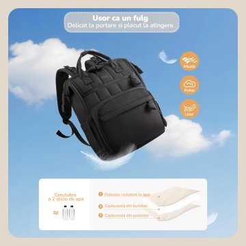 Geanta pentru Bebelusi Mavio®, 31 L, 17 Buzunare, Rucsac cu Buzunare Termoizolante, Buzunar Impermeabil, Buzunar Servetele Umede, Prindere Carucior, Buzunar Antifurt, Salteluta de Schimb, Negru - Img 6
