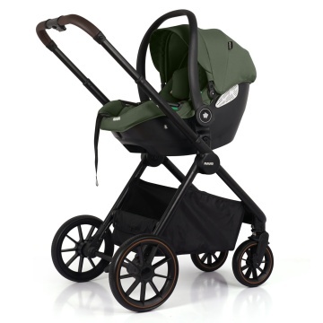 Resigilat - Carucior 3 in 1 pentru Bebelusi Mavio®, Model Urban, Landou, Parte Sport, Scoica Auto, Copii 0–4 Ani, Cadru Aluminiu, Sezut Reversibil, Pliere One Fold, Centura de Siguranta 5 Puncte, Roti EVA, Maner Reglabil, Geanta, Husa Ploaie, Verde - Img 2
