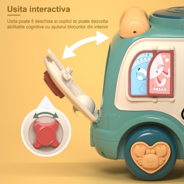 Resigilat - Jucarie Interactiva pentru Copii Mavio®, Telefon Educativ Tip Autobuz Muzical, cu Sunete Diverse, Jocuri, Verde - Img 7