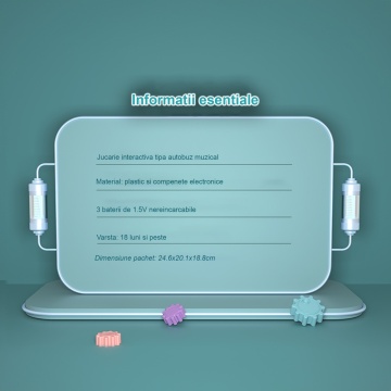 Resigilat - Jucarie Interactiva pentru Copii Mavio®, Telefon Educativ Tip Autobuz Muzical, cu Sunete Diverse, Jocuri, Roz - Img 7