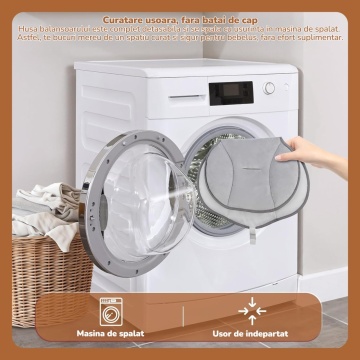 Resigilat - Leagan Electric Mavio®, Balansoar Bebelusi 0-9 luni, Copertina Detasabila, Plasa Tantari, Bara Jucarii, Functie Temporizator, 5 Trepte, Telecomanda, Bluetooth, Centura de Siguranta, Control Tactil, 10 Melodii, Greutate Suportata 9 kg, Gri - Img 7