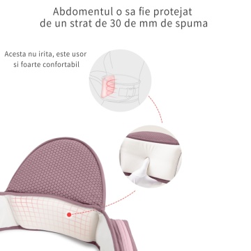 Resigilat - Marsupiu Bebe Mavio®, Ergonomic, 6 Pozitii de Purtare, intre 0 si 36 de luni, Greutate Maxima 14.9 kg, Roz - Img 6
