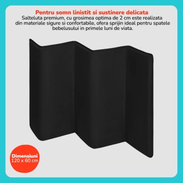 Resigilat - Patut Bebelusi Mavio®, Model Nova, Pliabil pentru Copii 0-36 luni, Portabil, 122x66 cm, Greutate Maxima 15 kg, Plasa Elastica, Geanta Transport Calatorie, Roti cu Sistem Blocare, Saltea Inclusa 120x60 cm - Img 5
