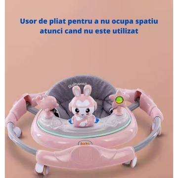 Resigilat - Premergator Reglabil pentru Bebelusi cu Varsta intre 6-36 Luni, Pliabil cu 3 Jucarii, Material Respirabil, Greutatea Maxima 20 kg, Roz - Img 5