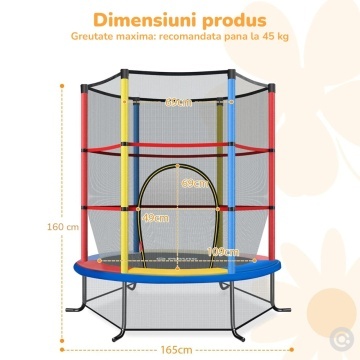 Resigilat - Trambulina pentru Copii Mavio®, 140 cm, Interior/Exterior, Plasa de Protectie, Cadru din Otel Galvanizat, Suprafata de Sarit Sigura fara Imbinari, Protectii din Spuma, Capacitate 45 kg, Design Stabil si Colorat - Img 5