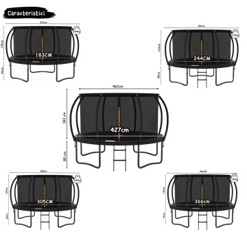 Resigilat - Trambulina pentru Copii Mavio®, Diametru 427 cm, Plasa Protectie, Exterior si Gradina, Protectie UV, Scara de Acces Inclusa, 80 de Arcuri de Sustinere din Otel Galvanizat, Certificat de Siguranta - Img 9
