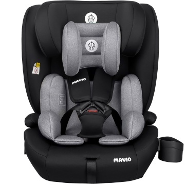 Scaun Auto Copii Mavio®, Model Active, ISOFIX + Top Tether, 76 – 150 cm, 9 – 36 kg, Copii 1 – 12 ani, Montaj cu Fata la Sensul de Mers, Tetiera Reglabila, Protectie Impact Lateral, Centura Siguranta 3 Puncte, Omologat R129, Negru/ Gri - Img 2