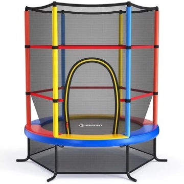 Trambulina pentru Copii Mavio®, 140 cm, Interior/Exterior, Plasa de Protectie, Cadru din Otel Galvanizat, Suprafata de Sarit Sigura fara Imbinari, Protectii din Spuma, Capacitate 45 kg, Design Stabil si Colorat