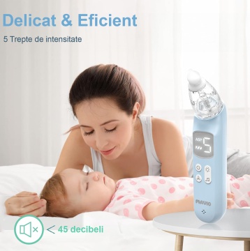 Aspirator Nazal Mavio®, 5 Trepte de Viteza, 3 Moduri de Iluminare, Penseta, 3 Capete din Silicon - Img 5