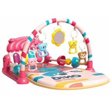 Centru de Activitati si Joaca Mavio®, Saltea Multifunctionala 5 in 1 pentru Copii si Bebe, Pian Colorat, Oglinda si Jucarii Detasabile, Roz - Img 1