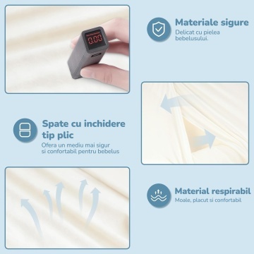 Cosulet Bebelus pentru Dormit Mavio®, Baby Lounger, Pentru Bebelusi 0-12 Luni, Material 100% Bumbac, Design Ergonomic, Spatiu Confortabil pentru Odihna si Relaxare, Usor de Folosit Acasa sau in Calatorii, Alb - Img 4