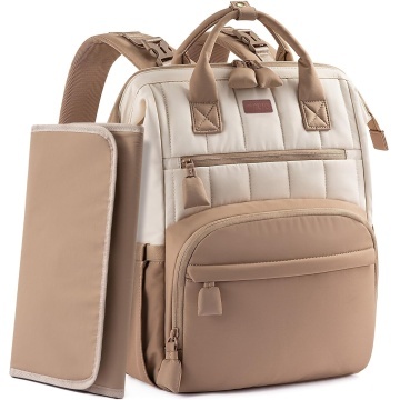 Geanta pentru Bebelusi Mavio®, 31 L, 17 Buzunare, Rucsac cu Buzunare Termoizolante, Buzunar Impermeabil, Buzunar Servetele Umede, Prindere Carucior, Buzunar Antifurt, Salteluta de Schimb, Bej