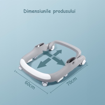 Premergator Reglabil pentru Bebelusi cu Varsta intre 12-18 Luni, Pliabil cu 3 Jucarii, Material Respirabil, Greutatea Maxima Suportata 30 kg, Gri - Img 7
