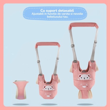 Resigilat - Ham Premergator, Mavio®, Bebelusi 9-24 Luni, Multifunctional, Material Respirabil, Complet Ajustabil si Ergonomic, Suport Inghinal Detasabil, Protectie Spate Parinti, Sistem Siguranta Dublu, Roz - Img 5