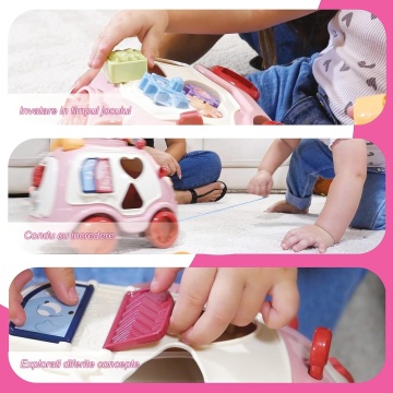 Resigilat - Jucarie Interactiva pentru Copii Mavio®, Telefon Educativ Tip Autobuz Muzical, cu Sunete Diverse, Jocuri, Roz - Img 4