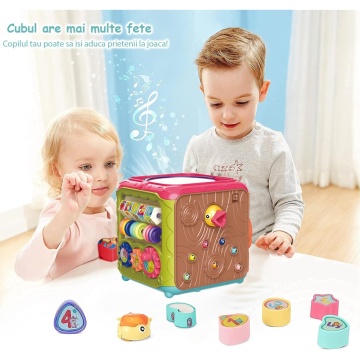 Resigilat - Jucarie Interactiva si Educativa Mavio®, Elemente Rotative pentru Bebelusi, 6 in 1, Tip Cub Interactiv, Multicolor - Img 6
