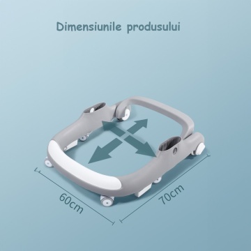 Resigilat - Premergator Reglabil pentru Bebelusi cu Varsta intre 12-18 Luni, WowStep®, Pliabil cu 3 Jucarii, Material Respirabil, Greutatea Maxima Suportata 30 kg, Gri - Img 7