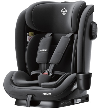 Resigilat - Scaun Auto Bebelusi Mavio®, Model Next, 76 - 150 cm, Unghi Reglabil, ISOFIX, Copii 18 Luni - 12 ani, Spatar Rabatabil, Omologat i-Size R129, Protectie Impact Lateral, Centura de Siguranta 5 Puncte, Tetiera Reglabila, Negru