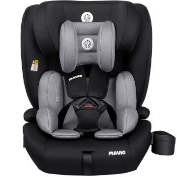 Resigilat - Scaun Auto Copii Mavio®, Model Active, ISOFIX + Top Tether, 76 – 150 cm, 9 – 36 kg, Copii 1 – 12 ani, Montaj cu Fata la Sensul de Mers, Tetiera Reglabila, Protectie Impact Lateral, Centura Siguranta 3 Puncte, Omologat R129, Negru/ Gri - Img 2