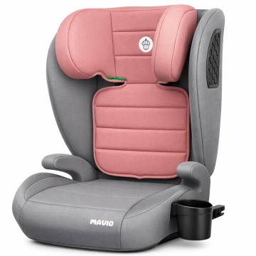 Resigilat - Scaun Auto Copii Mavio®, Model Venture, ISOFIX, 100 – 150 cm, Copii 4 – 12 ani, Tetiera Reglabila, Protectie Impact Lateral, Montaj Centura 3 Puncte, Suport Pahar Integrat, Cadru PP, Omologat i-Size R129, Gri/Roz