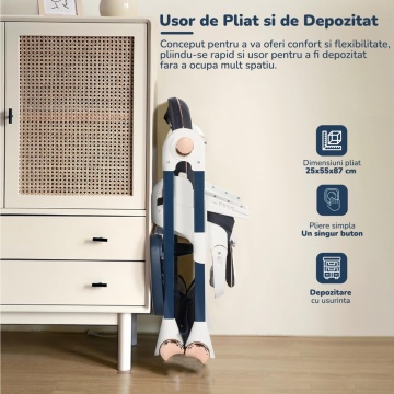 Resigilat - Scaun de Masa 3 in 1 Mavio® Ascend, Inaltime Ajustabila, Roti Detasabile, Varsta 6-36 luni, Greutate Maxima 30kg, Inclinare, Albastru - Img 6