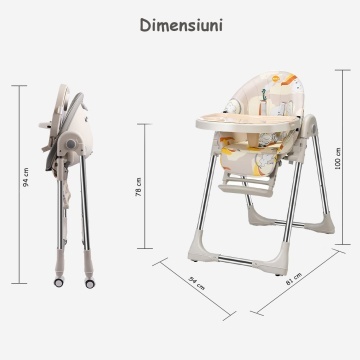 Resigilat - Scaun de Masa 3in1 pentru Bebelusi si Copii, Varsta 6-72 luni, Inaltime Ajustabila, Centura de Siguranta in 5 Puncte, Tavita Reglabila si Detasabila, Greutate Maxima 50kg, Crem - Img 6