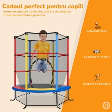 Resigilat - Trambulina pentru Copii Mavio®, 140 cm, Interior/Exterior, Plasa de Protectie, Cadru din Otel Galvanizat, Suprafata de Sarit Sigura fara Imbinari, Protectii din Spuma, Capacitate 45 kg, Design Stabil si Colorat - Img 2